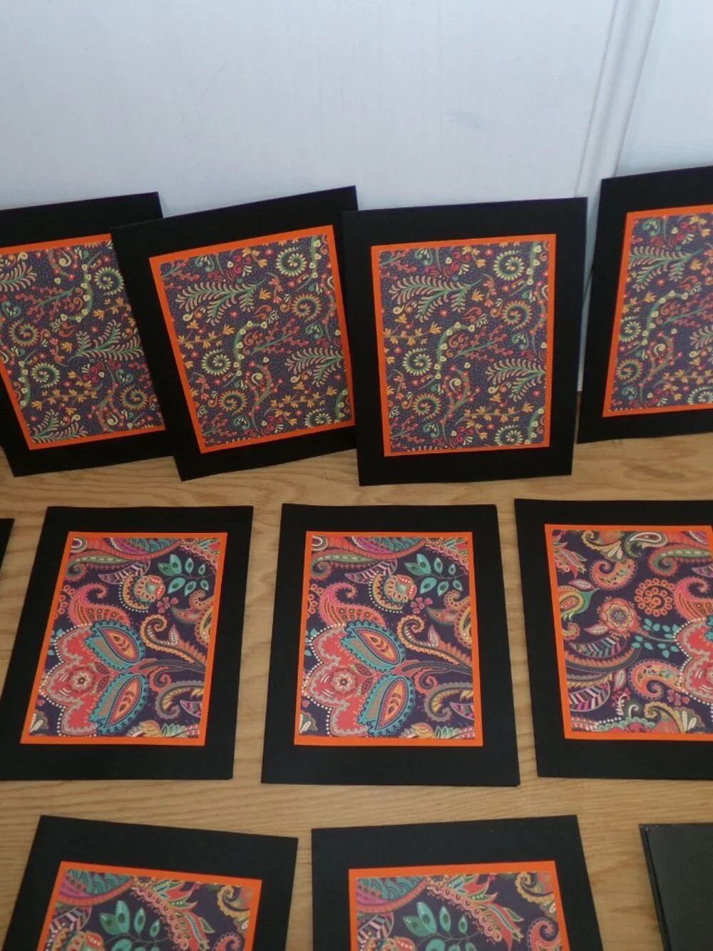 Set of 12 NWT Handmade Black Paisley Cards